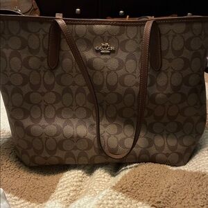 Coach City Tote Tan and Brown Signature Canvas
